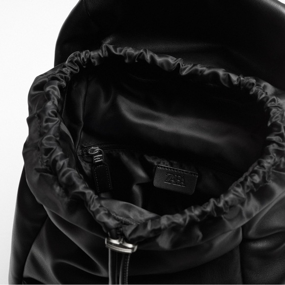 NWT. Zara Black Soft Quilted Backpack. main image 3